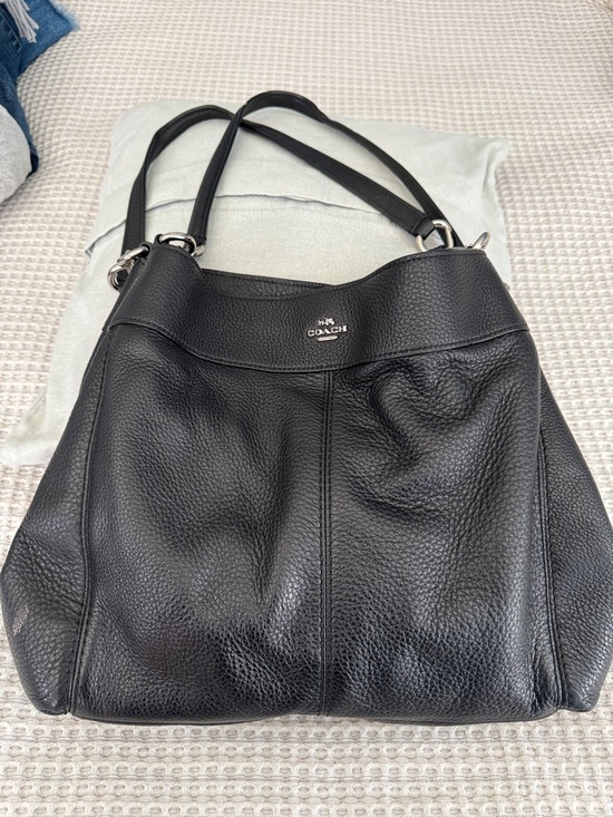 Coach Handbags - Coach Black Pebbled Leather Double-Strap Shoulder Tote